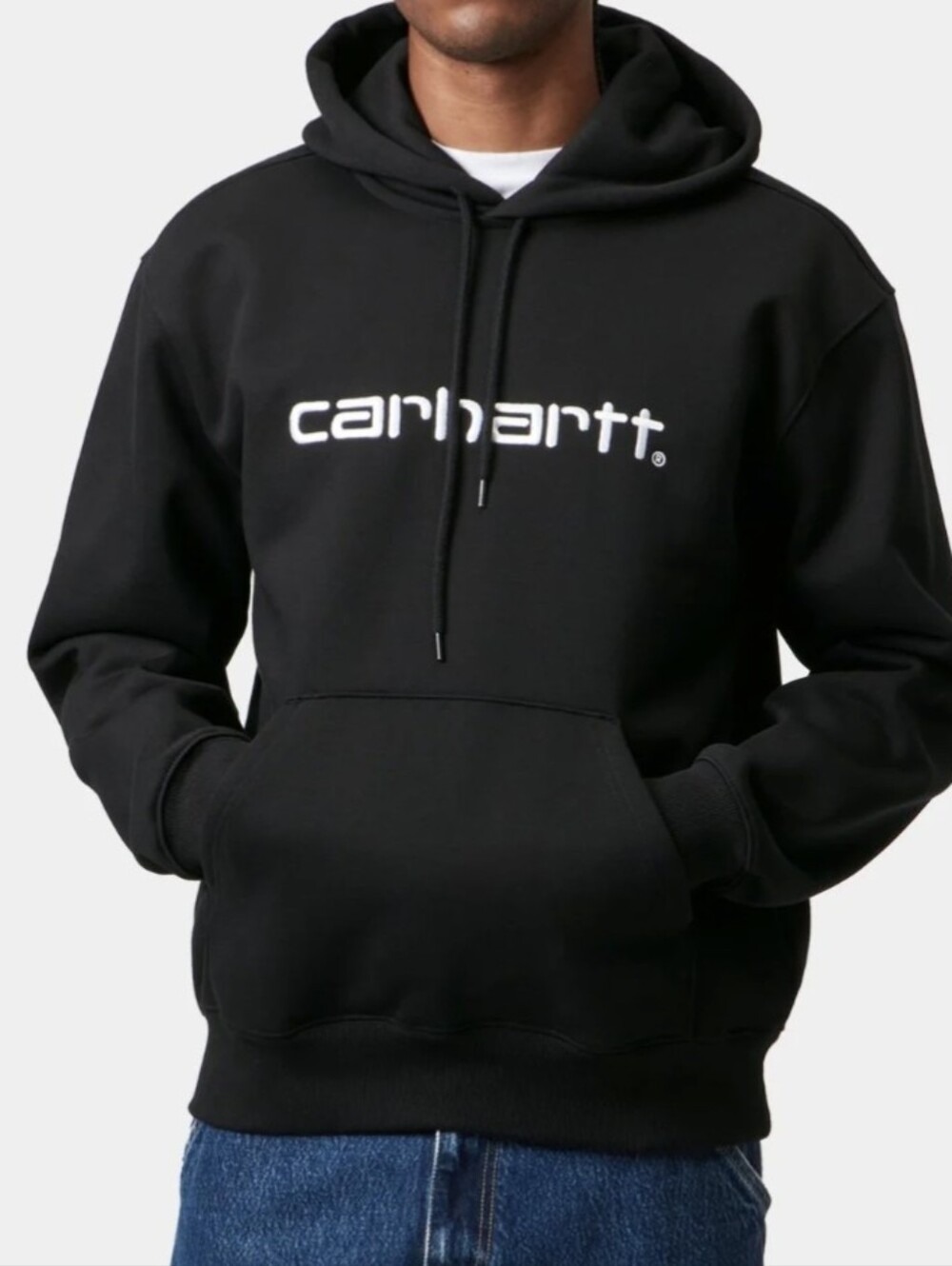 Carharrt WIP Work In Progress Black Pullover Logo Hoodie Sweater Small NEW NWT